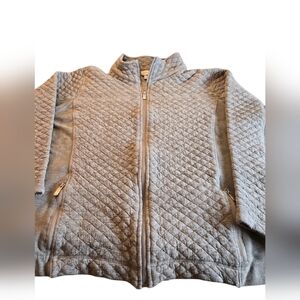 Christopher & Banks Gray Quilted Zip Up Sweatshirt jacket Size Large